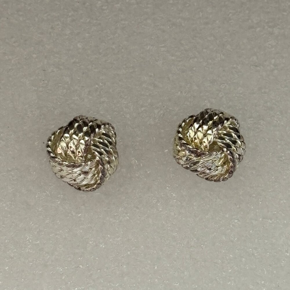 Vintage Silvertone Twisted Knot Earrings Classic